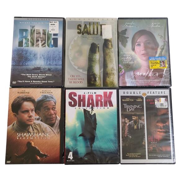 NEW Horror Thriller Drama 10 Movie DVD Lot Shawshank, Saw II, Ring, Shark Attack - Picture 1 of 3